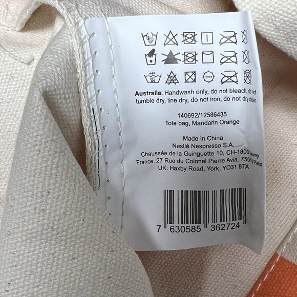 NEW NESPRESSO Tote Bag Mandarin Orange & Cream Striped with Logo 100% Cotton. - Picture 10 of 11